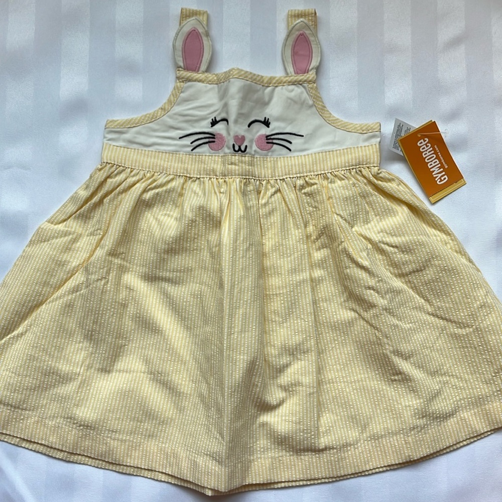 Gymboree Yellow Bunny Face Dress‎ with Pink Ear Accents NWT
